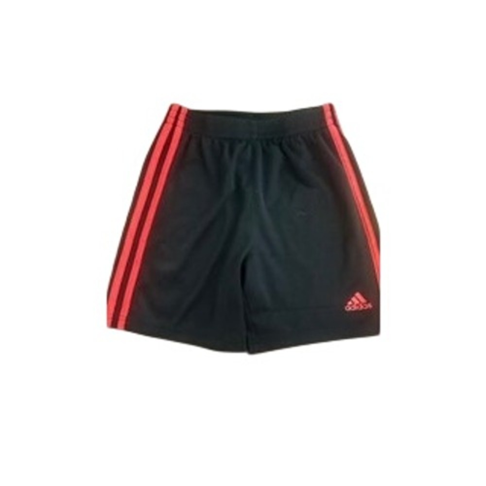Adidas Boys Black Red 3-Stripe Athletic Shorts Size 7 Regular Fit Recycled Poly